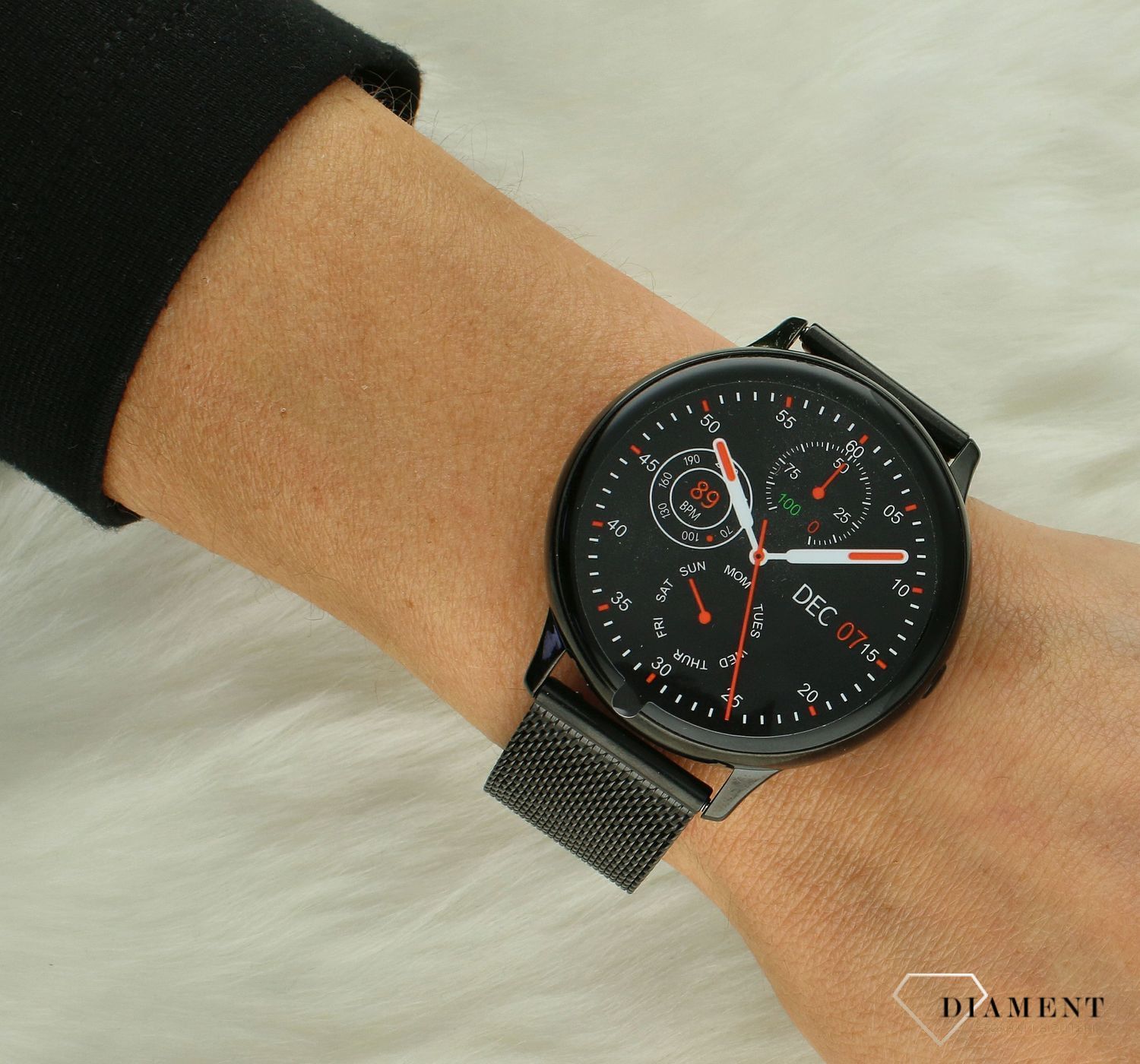 Smartwatch damski czarny na bransolecie  Hagen DT88 (1).jpg